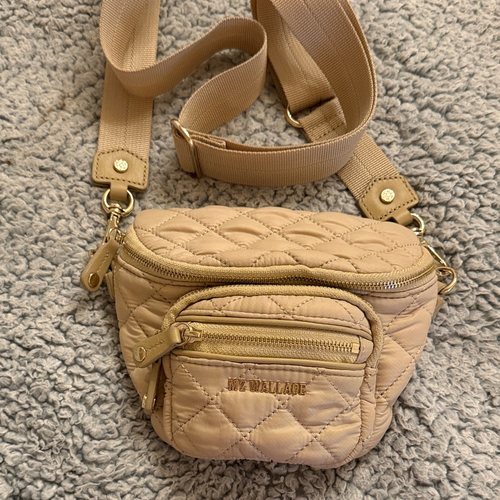 MZ Wallace Quilted Crossbody Bag in Buff nude - includes 2 straps